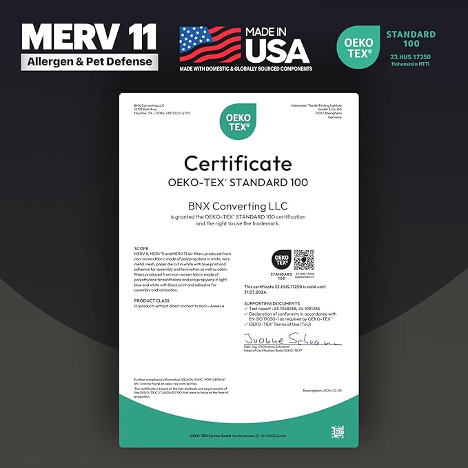 BNX TruFilter 20x22x1 Air Filter MERV 11 (4-Pack) - MADE IN USA - Allergen Defense Electrostatic Pleated Air Conditioner HVAC AC Furnace Filters for Allergies, Dust, Pet, Smoke, Allergy MPR 1200 FPR 7