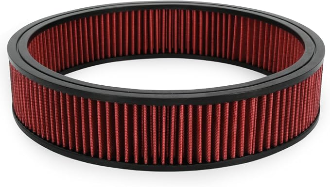 PTNHZ Red Round Air Cleaner Filter Element High Flow Replacement With Chevy Buick Ford GMC Oldsmobile Pontiac (14" x 3")
