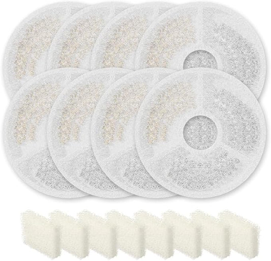 SARPAWS 8 Pack Replacement Filters & 8 Pack Pre-Filter Sponges Set – Official Replacement Filters for Sarpaws Cat Drinking Water Fountains Dog Water Dispenser-FW1