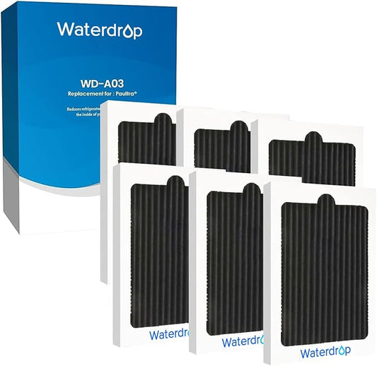 Waterdrop Paultra Replacement for Frigidaire® & Electrolux® EAFCBF®, Paultra® Refrigerator Air Filter, Pure Air Ultra®, SCPUREAIR2PK, 242047801, 242061001, 242047804, Carbon Activated Filter, 6 Pack