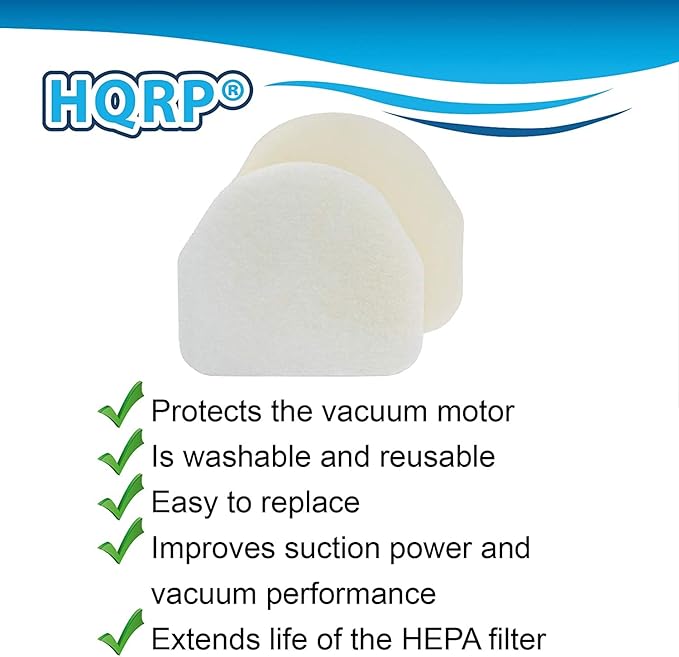 HQRP 4-Pack Foam & Felt Filter Kit Compatible with Shark Navigator NV100, NV100 26, NV105, NV106, UV300, UV300 26 Upright Vacuum Cleaner