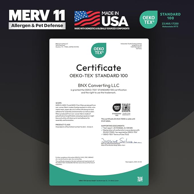 BNX TruFilter 14x30x1 Air Filter MERV 11 (6-Pack) - MADE IN USA - Allergen Defense Electrostatic Pleated Air Conditioner HVAC AC Furnace Filters for Allergies, Dust, Pet, Smoke, Allergy MPR 1200 FPR 7