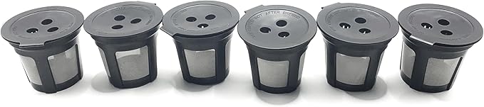 Pack of 6 Replacement Reusable Refillable K Cup Coffee Filter Pods For Ninja Dual Brew Coffee Maker