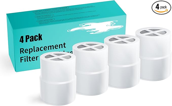4-Pack Replacement Filter for JOLIE Shower Head, Compatible with JOLIE Shower Filter Cartridge, Reduces Chlorine, Heavy Metals & Impurities, Softens Skin & Hair