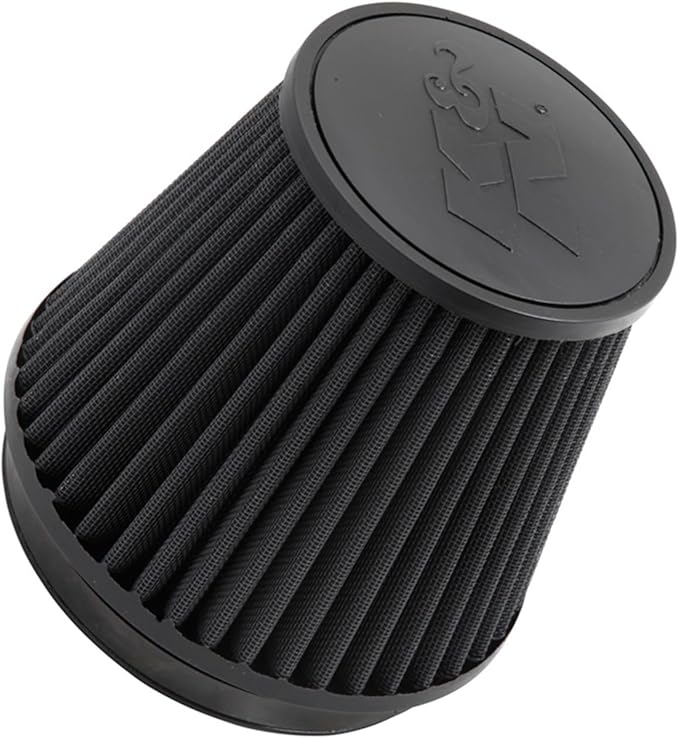K&N Dryflow Lifetime Universal Clamp-On Air Filter: Dry Synthetic, Washable, Oil-Free: Flange Diameter: 6 In, Filter Height: 6 In, Flange Length: 1 In, Shape: Round Tapered, RU-3102HBK