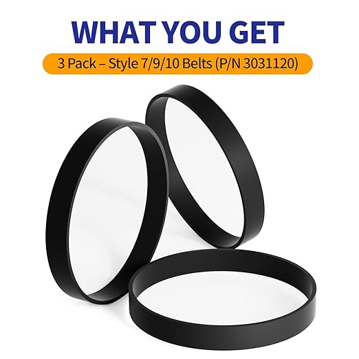 for Bissell Style 7/9/10 P/N 3031120 Vacuum Belts Fits PowerForce Helix/CleanView/Swivel/Rewind Pet/Powerlifter/Pet Hair Eraser Vacuum Cleaner, 2031093 32074 3031123 (3-Pack)