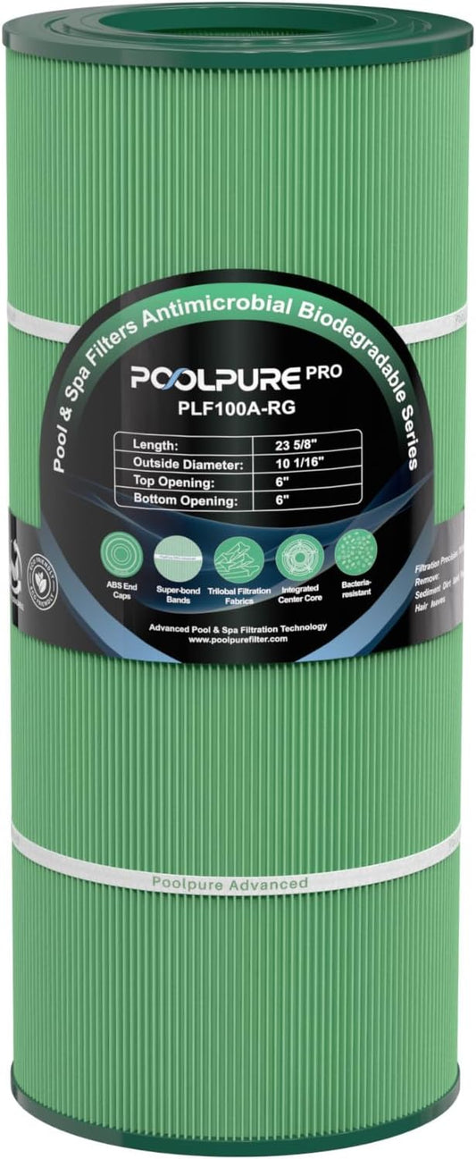 POOLPURE PAP100 Antimicrobial Pool Filter, Compatible with CCRP100, PAP100, Ultral-C3, Unicel C-9410, R173215, Filbur FC-0686, 59054200, 160316, 160354, L x OD:23 5/8" x 10 1/16"