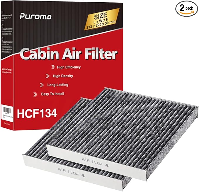 Puroma Cabin Air Filter with Activated Carbon, Compatible with Honda, CR-V, Civic, Accord, Odyssey, Pilot, Crosstour, Passport, Acura ILX, MDX, RDX, RLX, TLX, TSX, ZDX, Replacement for CP134, CF10134