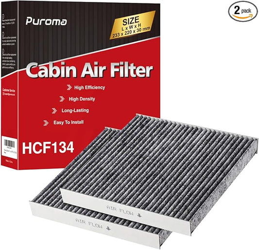 Puroma Cabin Air Filter with Activated Carbon, Compatible with Honda, CR-V, Civic, Accord, Odyssey, Pilot, Crosstour, Passport, Acura ILX, MDX, RDX, RLX, TLX, TSX, ZDX, Replacement for CP134, CF10134
