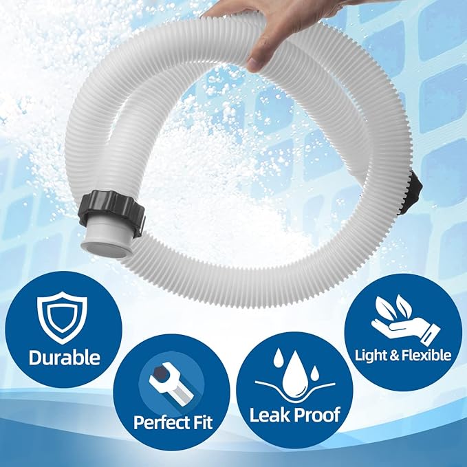 1.5" Pool Pump Hose for Intex Sand Filter Pumps & Saltwater Systems, 29060E Pool Filter Hose for Intex & Coleman Above Ground Pools Parts- 59" Long replacement hoses (Set of 2)