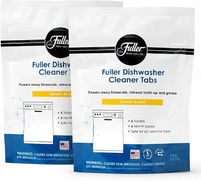 Fuller Dishwasher Cleaner Tabs – Lemon Scent – Eliminates Limescale, Grease & Odors – Septic Safe, Compatible with All Dishwasher Types – (Pack of 2)