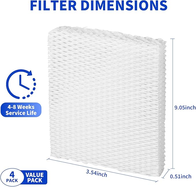 MD1-0034 Humidifier Wicks Filters Replacement, Compatible with Vornado Evaporative Humidifier Evap40, Evap2, EV100, EV200, EVDC300, EVDC500, EVDC505, 4 Packs