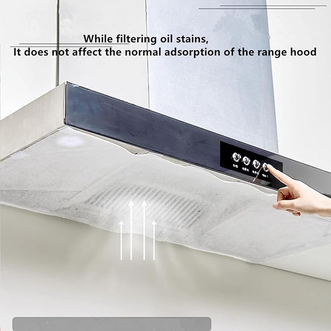 12Pcs Disposable Kitchen Range Hood Oil Absorbing Paper Range Hood Oil Resistant Sticker High Temperature Filter Membrane Universal Film Mesh Cover (43 * 45CM)