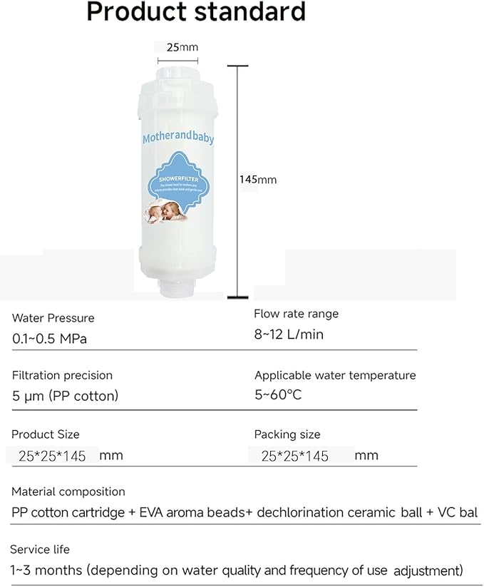 Shower Filter Vitamin C Replacement Cartridge Bathroom Accessories for Hard Water Filter Remove Chlorine Fluoride Heavy Metals Improves Skin Condition Protects Hair Blueberry Scent