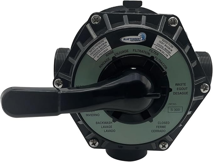 Poolzilla Blue Torrent Backwash Valve SP-714T Replacement Multiport Valve for Hayward Above Ground Pool Sand Filters | 1-1/2-Inch 6-Way | Top Mount | Black