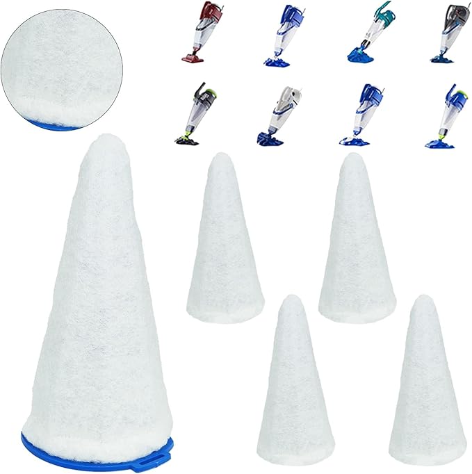 Replacement Vacuum Filter Cotton for Pool Blaster (5 Filter Cotton + 1 Blue Cone)