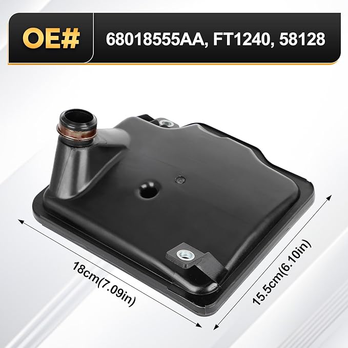 62TE Automatic Transmission Filter with Gasket Kit for Ram ProMaster 1500 2500 3500/Chrysler 200,Pacifica,Town & Country,Sebring/Dodge Avenger,Grand Caravan,Journey Replaces# FT1240 58128 68018555AA