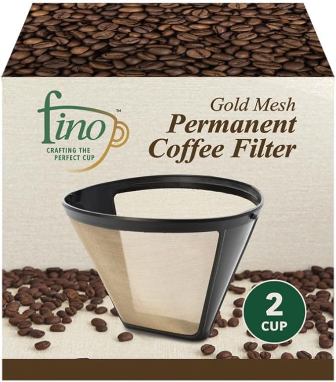 Fino Gold Mesh Permanent Coffee Filter, Number 2-Size Filter, Brews 2 to 6-Cups