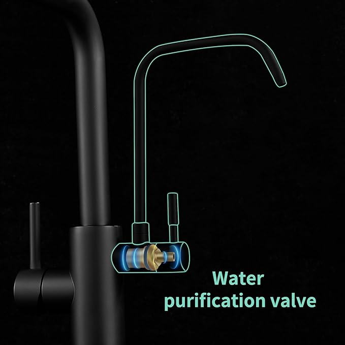 Kitchen Faucets with Water Filter and Pull Down Sprayer,Kitchen Sink Faucet,Two Handle Sink Faucet with Pull Down Sprayer for 3 Function,Without Water Filtration Device,Brushed