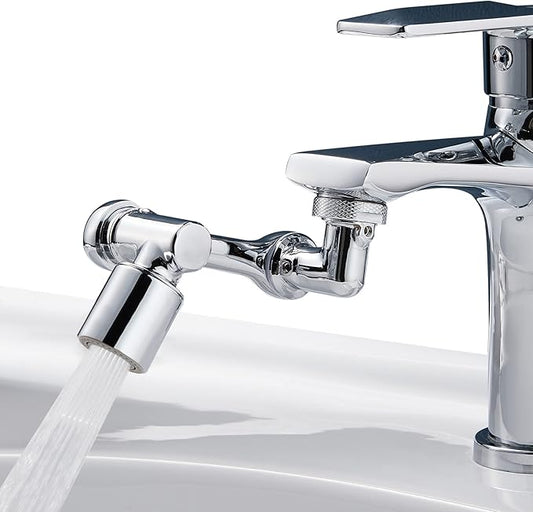 1080°Swivel Faucet Extender, Sink Water Faucet Aerator Extension in Brass, Swivel Robotic Arm Bathroom Faucet Extender, Rotating Extension Filter with 2 Mode Splash