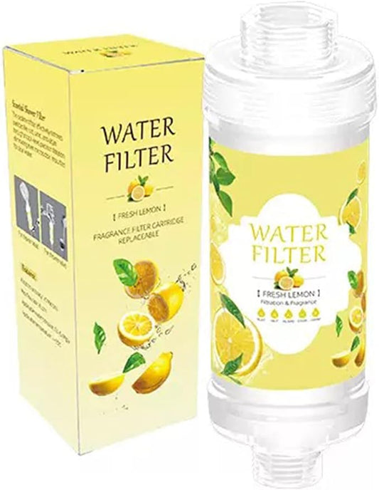 Vitamin C Shower Filter for Hard Water Filter Shower Aromatherapy Replacement Cartridge Bathroom Accessories Remove Chlorine Fluoride Heavy Metals Improves Skin Condition Protects Hair Lemon Scent