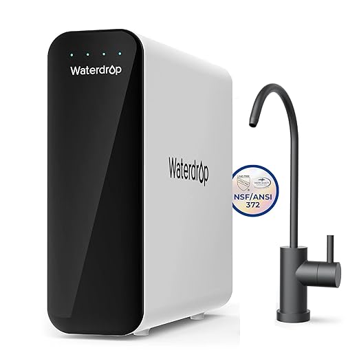 Waterdrop TSU-WB 0.01μm Ultra-Filtration Under Sink Water Filter System, 3-Stage Tankless Undersink Water Filtration with Faucet, Smart Panel, Does not Lower TDS (𝙉𝙊𝙏 𝙍𝙊), Drilling Required