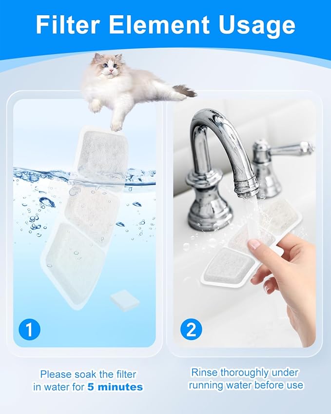 16+16 Pack Cat Fountain Filter Replacement Compatible with oneisall PW03 & PW04 3.5L/118oz, Fit for oneisall Cat Water Fountain Stainless Steel Filters, Keeping Pet Water Clean