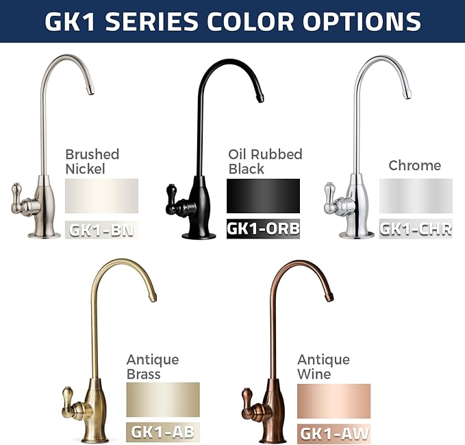 iSpring GK1-BN Reverse Osmosis Drinking Water Faucet, High Spout RO Faucet for Under Sink Water Filtration Systems, Brushed Nickel