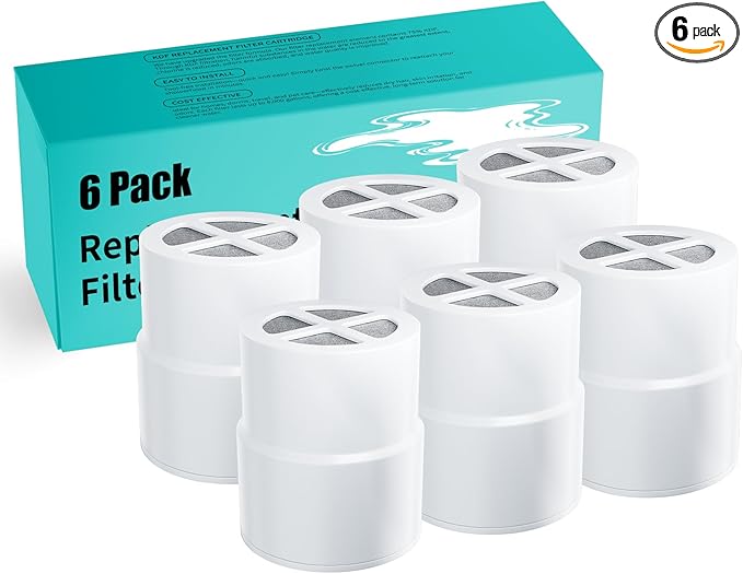JOLIE 6-Pack Replacement Filter for Shower Head, Compatible with JOLIE Shower Filter Cartridge, Reduces Chlorine, Heavy Metals & Impurities, Softens Skin & Hair