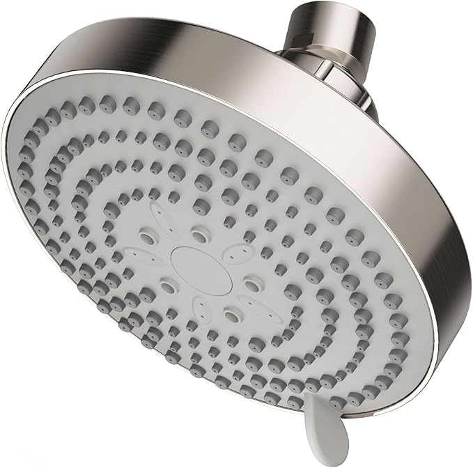 OFFO Shower Head, High Pressure Shower Head with 6 Mode, Fixed Showerheads for Strong Water Flow & Relaxing Shower Experience, Brushed Nickel
