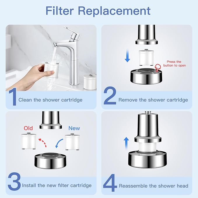 FEELSO 2 Pack Replacement Filters for Hard Water Remove Chlorine and Harmful Substances