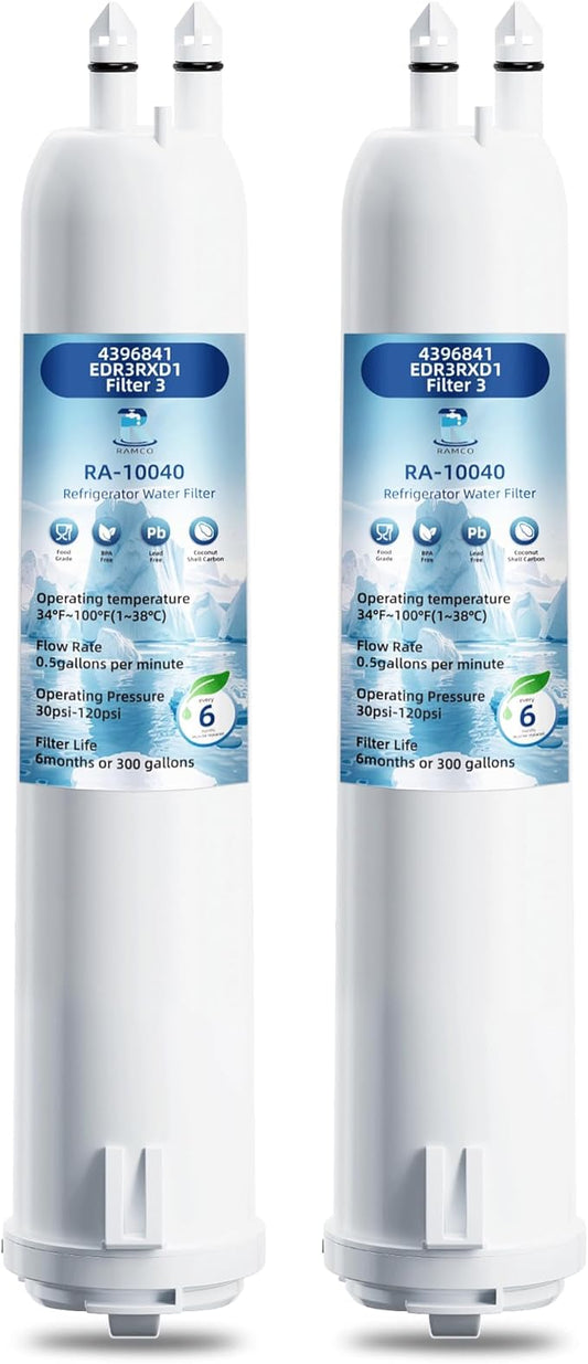 4396841 edr3rxd1 Water Filter Replacement for Filter, Compatible with 3, 9030, 460-9083, 9083, 4396841, 4396710 Double-Pack