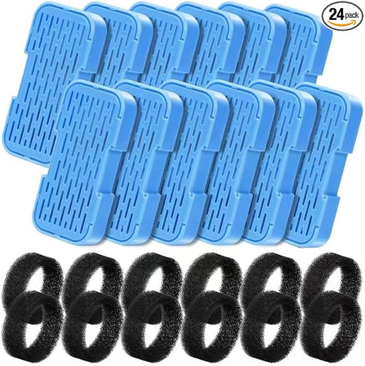 UIOOQ Official Cat Water Fountain Filters, 24 Pack (12 Filters + 12 Sponges), Activated Carbon, Ultra-fine Fiber