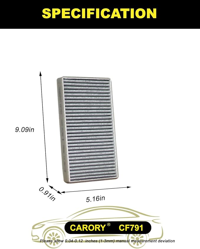 CARORY Cabin Air Filter w/Activated Carbon for Chevy, GMC, Cadillac Select Models - Silverado 1500/2500, Suburban, Avalanche 1500, Tahoe, Sierra 1500, Yukon, Escalade, and More