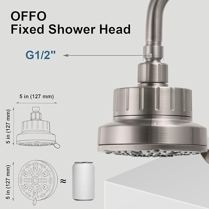 OFFO Filtered Shower Head, 20 Stage Shower Filter Head for Hard Water with Pause Mode, 9 Modes High Pressure Shower Head with Filter for Remove Chlorine and Harmful, Brushed Nickel