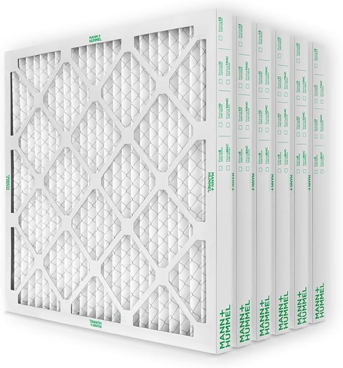 Mann+Hummel 20x20x2 MERV 8 Pleated HVAC AC Furnace Air Filters. 6 Pack. (Exact Size: 19.5 x 19.5 x 1.75 Inches)