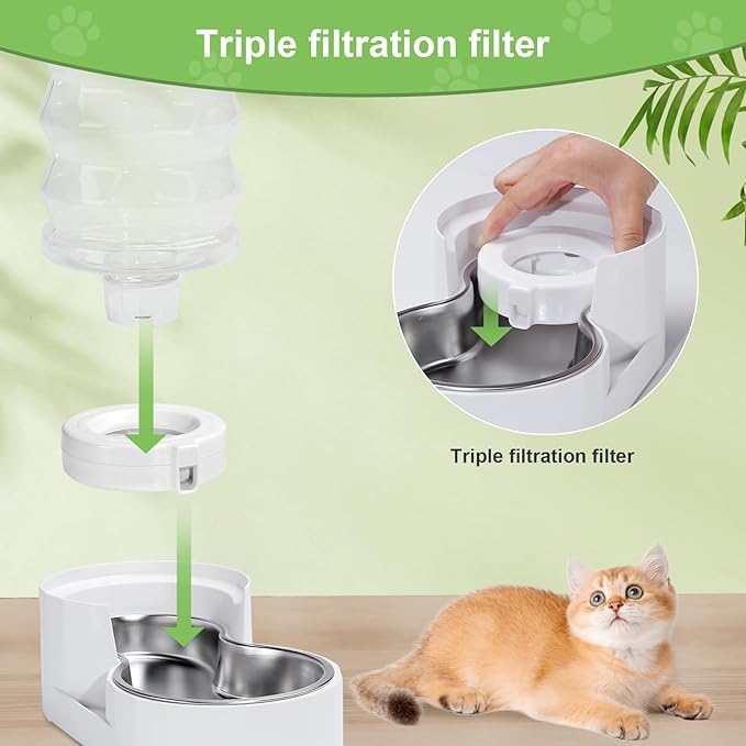 (4 Pcs) Dog Water Dispenser Filters-Triple Filtration System For 3L/3.6L/4.6L/6L/8L Gravity Pet Water Dispenser-Pet Fountain filter Replacement
