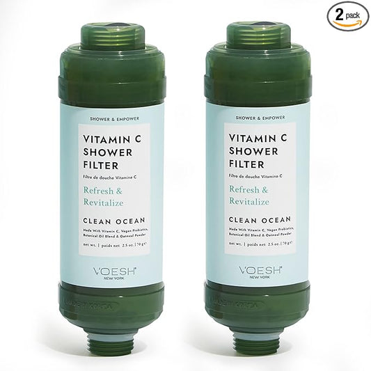 VOESH Vitamin C Shower Filter, Clean Ocean, Shower Aromatherapy, Water Purifier, Water Softener, Vegan Probiotics, Spa Shower Head, Water Filter, Shower Self-Care