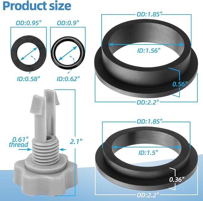 Sand Filter Pump Seal Gasket Parts, Replacement Repair Set Compatible with Intex Sand Filter Pumps, Air Release Valve & O-Rings (Black)