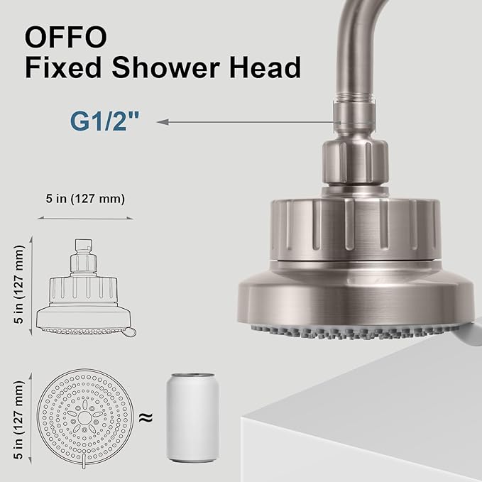 OFFO Filtered Shower Head, 20 Stage Shower Filter Head for Hard Water, 6 Modes High Pressure Shower Head with Filter for Remove Chlorine and Harmful, Brushed Nickel