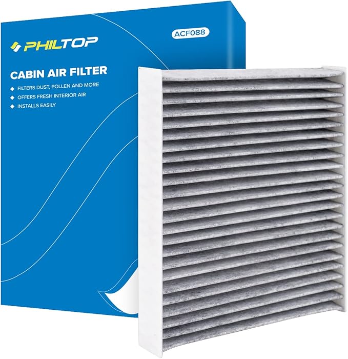 PHILTOP HEPA Cabin Air Filter w/Activated Carbon, Compatible with CF11924 Fiat 500 2012-2019, Filter Up Dust Pollen Odor