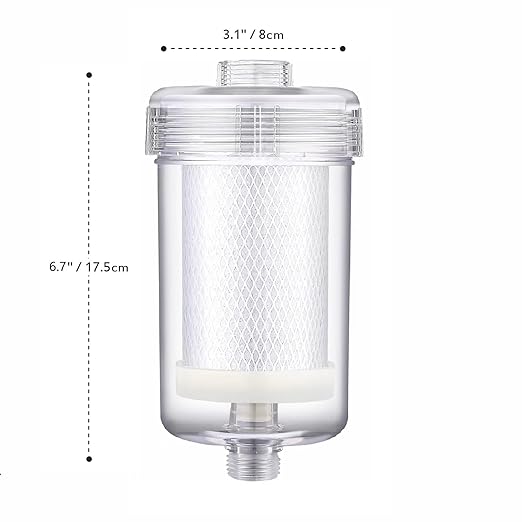 2 Micron High Flow Washing Machine Water Filter, Visible Washer Water Filter System, 99.5% Removal of Chlorine Fluoride, Heavy Metals, Scale, Clothes Yellowing, Reduces Dry Skin, Carbon Shower Filter