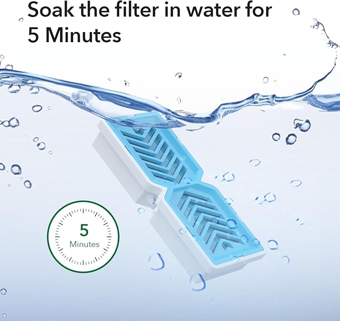 PEKTACO Replacement Water Fountain Filters with Pre-Filter Sponges, Compatible with 412 & 418 Pet Water Fountain, Fits 3.2L & 7L Pet Water Fountains - 6 Pack