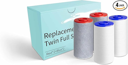 Replacement Filters for Weddell Duo Shower System - High-Performance Removal of Chlorine, PFAS, Contaminants | Promotes Skin & Hair Wellness (2Blue+2Red)