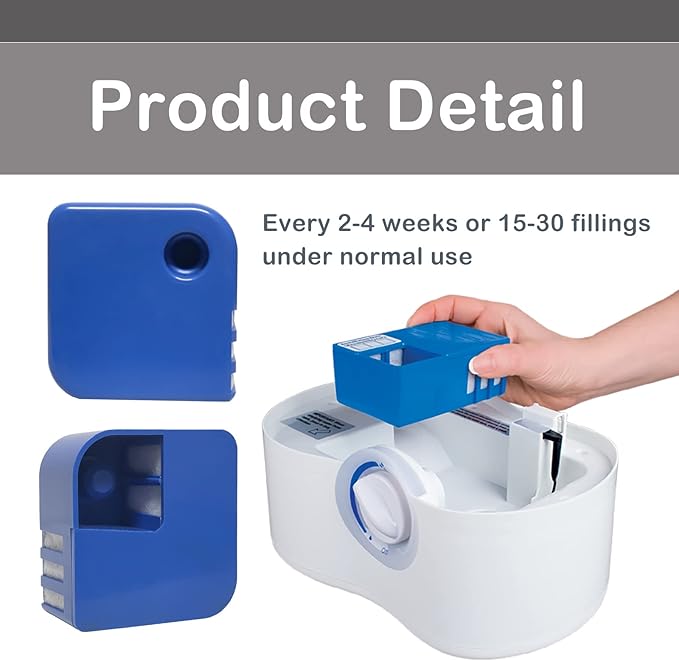 PDC51V1 Demineralization Cartridge Compatible with Vick Humidifier Model V4600, V5100, VUL575, and Sunbeam696, Works to Collect White Dust, Pack of 3, Blue