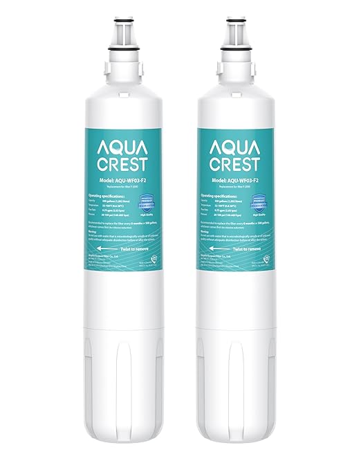 AQUA CREST F-2000 Water Filter, Replacement for InSinkErator® F-1000, F-2000, F-3000, AquaPure AP Easy C-Complete, 500 Gallons, NSF/ANSI 42, 2 Pack