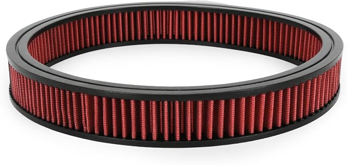PTNHZ Red Round Air Cleaner Filter Element High Flow Replacement With Chevy Buick Ford GMC Oldsmobile Pontiac (14" x 2")