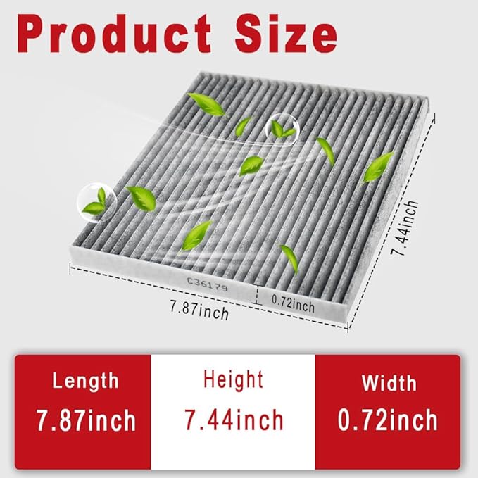 CF11819 Cabin Air Filter with Activated Carbon Compatible with Chevy Equinox, GMC Terrain, Hyundai Sonata, Santa Fe, Saturn Vue, Kia series Car Cabin Air Filter