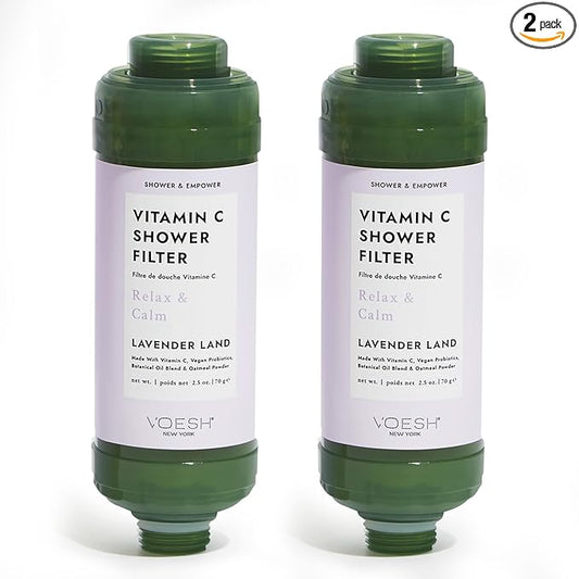 VOESH Vitamin C Shower Filter, Lavender Land, Shower Aromatherapy, Water Purifier, Water Softener, Vegan Probiotics, Spa Shower Head, Water Filter, Shower Self-Care