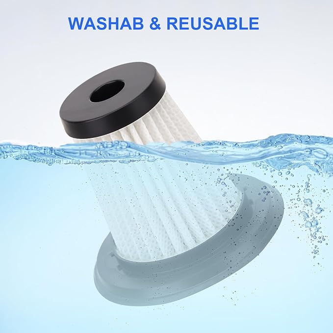 6 Pack Filter Replacement Compatible with MONOZEL VC026, SWMRDN VC007, Dormzie VC029, SIMWAL SV01 Cordless Handheld Vacuum Cleaner, Washable Filters Accessories Part